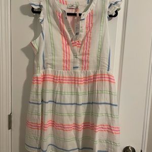 Vineyard Vines Guava Multi Stripe button-front dress